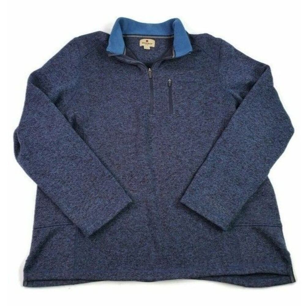 Woolrich Men's XXL 2XL 1/4 Zip Collared Pullover Jacket Sweater Blue